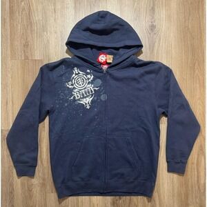 Y2K Element BAM Logo Skateboarding Full Zip‎ Hoodie Size L
